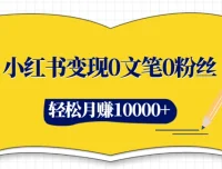 小红书变现：0文笔0粉丝的4大变现途径，玩赚小红书轻松月入过万
