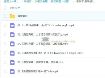 付雷2024 – 2025初三中考物理A+秋季班、寒假班、春季班