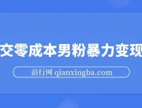 男粉暴力变现项目：高成交0成本引流方案