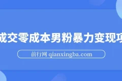 男粉暴力变现项目：高成交0成本引流方案