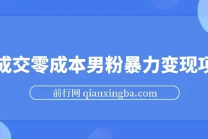 男粉暴力变现项目：高成交0成本引流方案