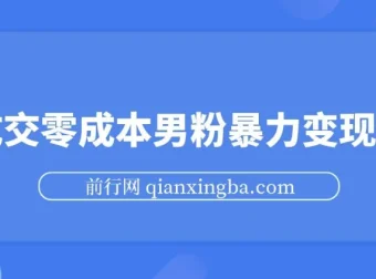 男粉暴力变现项目：高成交0成本引流方案