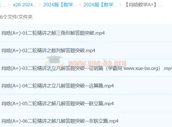 肖晗数学2024年高三高考数学A+春季班课程