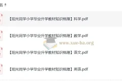 阳光同学小学毕业升学：小升初教材知识梳理