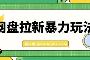 全网首发网盘拉新暴力玩法课程：操作简单，会录屏即可赚钱