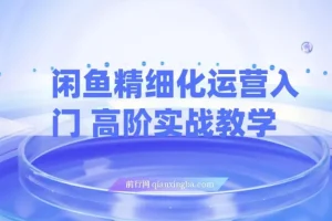闲鱼精细化运营：入门与高阶实战教学，零成本轻创业电商项目