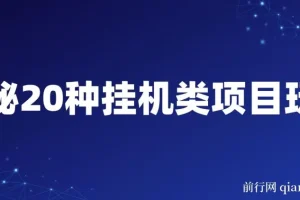 揭秘20种挂机类网创项目玩法：小白轻松上手，日入潜力可观