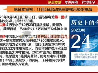 2024年中考道法时政热点：日本三轮核污水排海资料