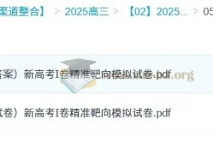浙大优学2025版《靶心靶向卷》（数学）：新高考I卷模拟试卷