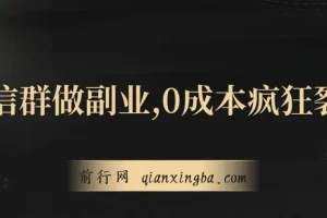 用微信群做副业：0成本疯狂裂变，一部手机日赚300+项目介绍