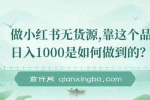 小红书无货源项目：靠精选品日入1000保姆级教学