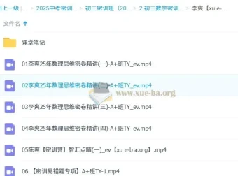 李爽 2025 初三数学中考数学密训班