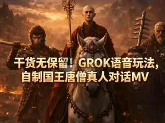 GROK语音玩法：自制国王与唐僧真人对话MV教程