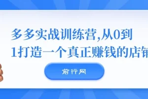 多多实战训练营：从0到1打造真正盈利的店铺