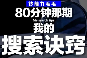 B站充电专属视频：钞能力毛毛「有效搜索」方法论——用公开渠道挖掘隐藏信息