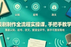 漫剧制作全流程实操课，海哥12节手把手教学，从起号改文到配音后期一次搞定